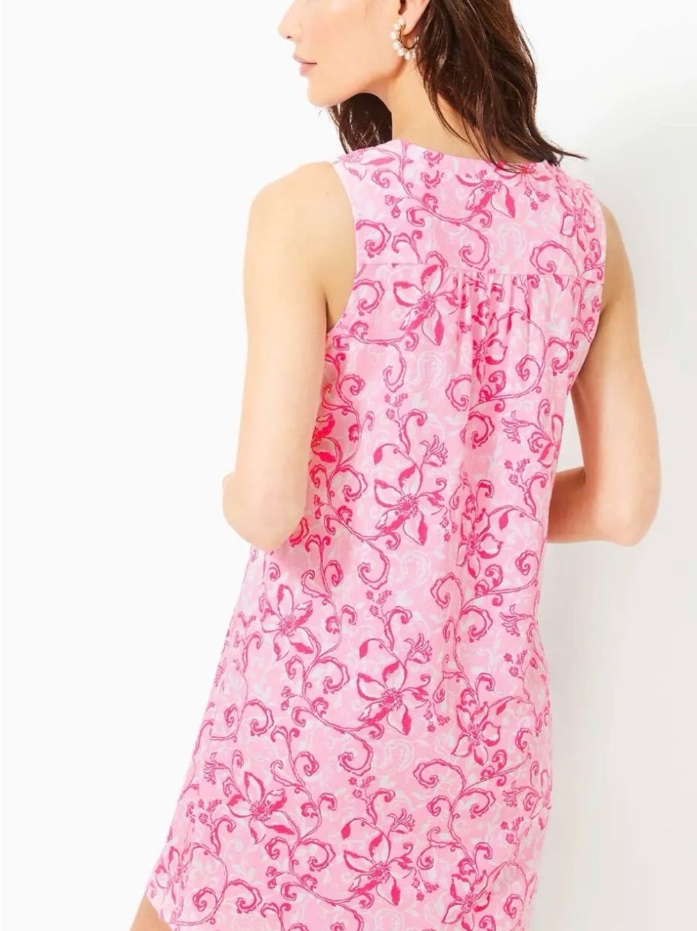 Lilly Pulitzer Pink Floral Sleeveless V-Neck Mini Dress - Picture 7 of 7